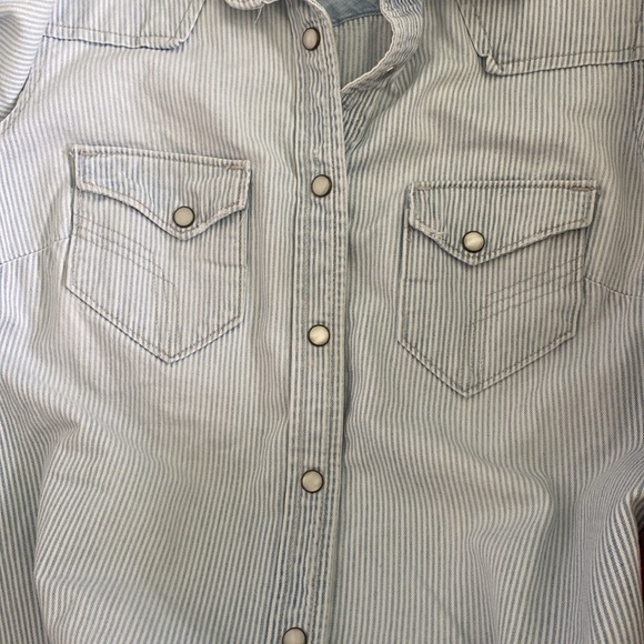 Gap Railroad Striped Long Sleeve Denim Shirt - Picture 4 of 5
